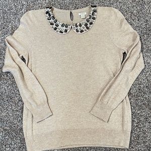 J Crew Jeweled Peter Pan Collar Sweater Small